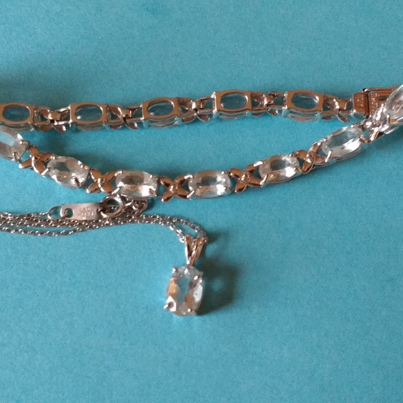 10k Helzberg Diamonds Aquamarine Necklace Bracelet - Picture 8 of 8